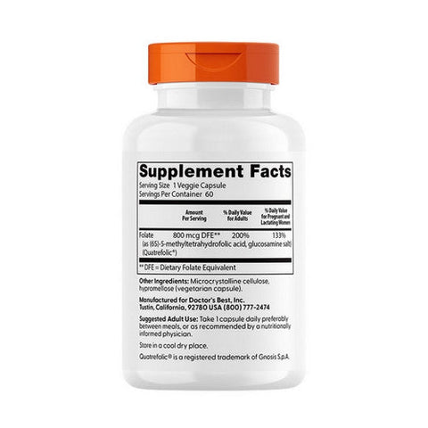 Doctors Best, Fully Active Folate, 800 mcg, 60 Veg Caps Doctors Best