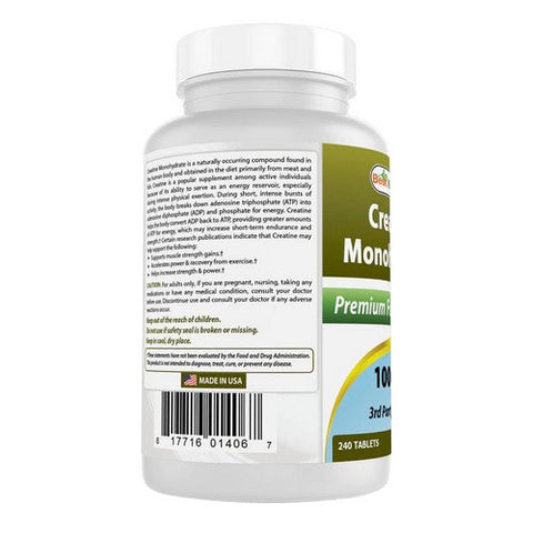 Best Naturals, Creatine Monohydrate, 1000 mg, 240 Tabs Best Naturals