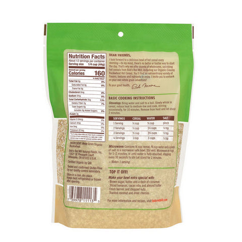 Bobs Red Mill, Organic Creamy Buckwheat Hot Cereal, 18 Oz(Case Of 4) Bobs Red Mill